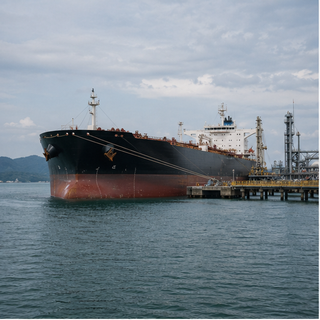 Oil tanker near a Southeast Asian terminal