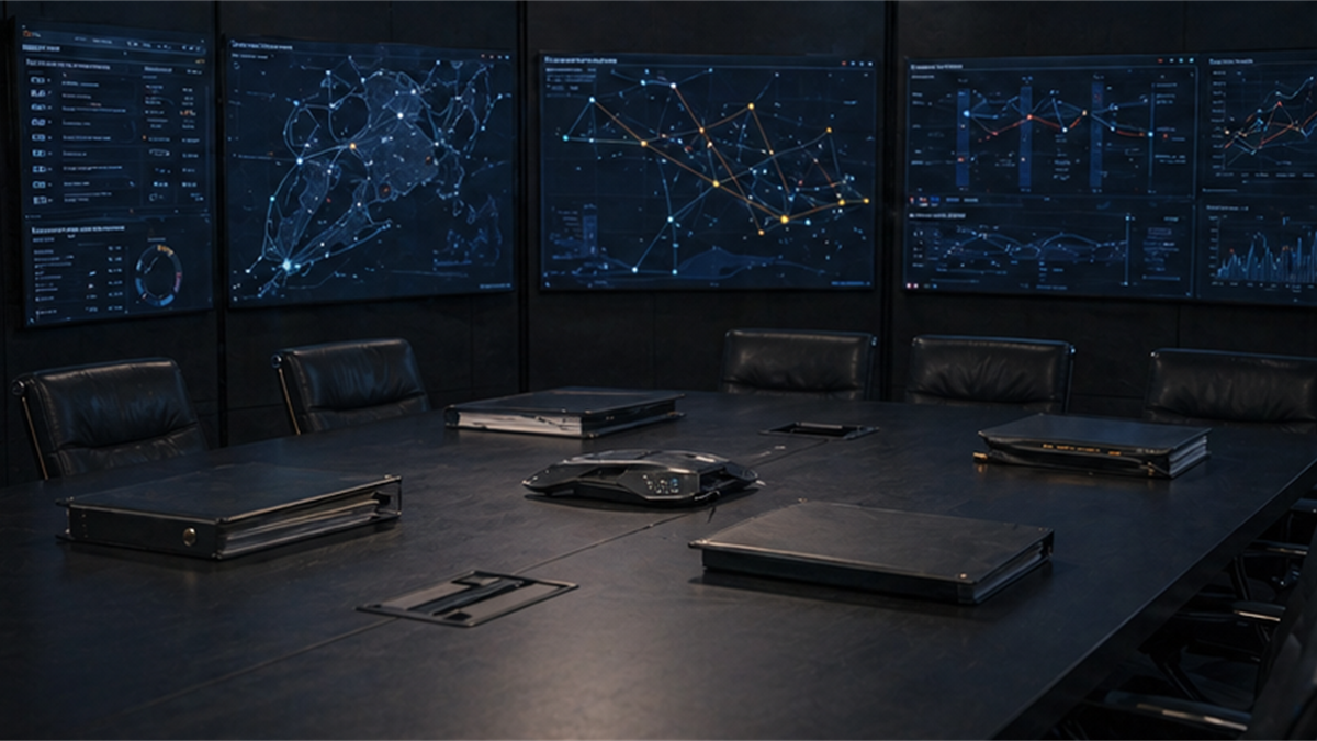 Taiwan pressure analysis room with abstract route screens and closed folders