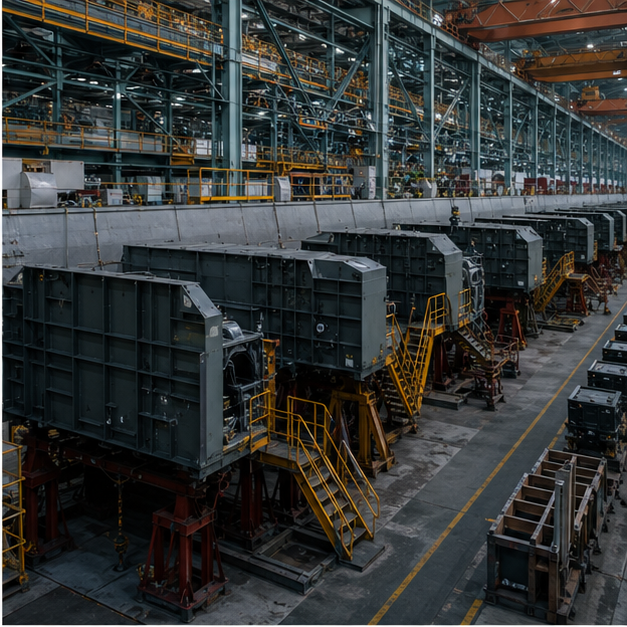 Shipyard or industrial line with non branded components