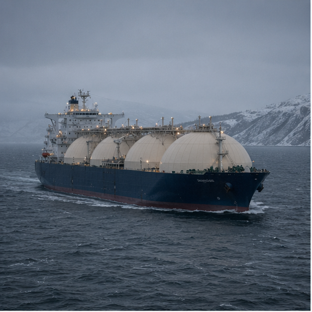 LNG tanker in cold northern waters