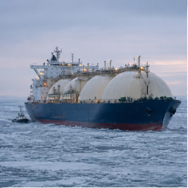 Ice class LNG tanker in cold waters