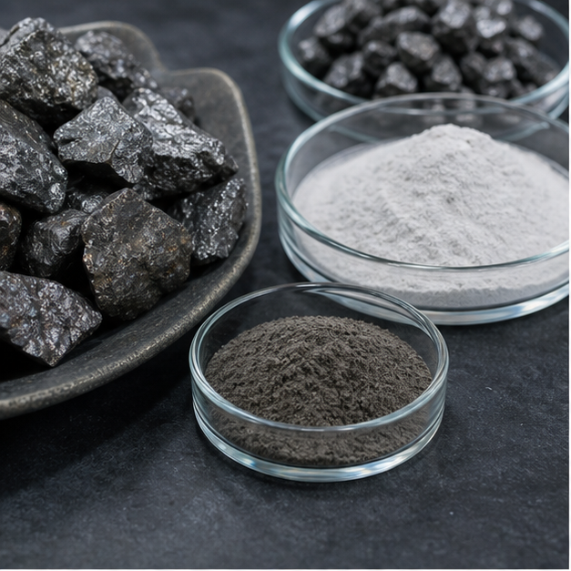 Rare earth minerals, motor parts, storage crates, and laboratory samples