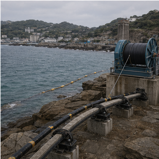 Shoreline infrastructure and marine work equipment
