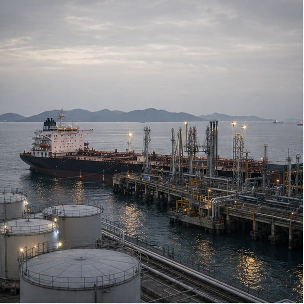 Tanker and energy terminal scene