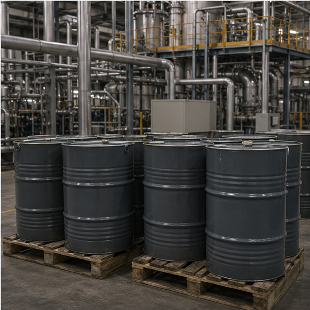 Industrial storage drums and processing pipes without branding