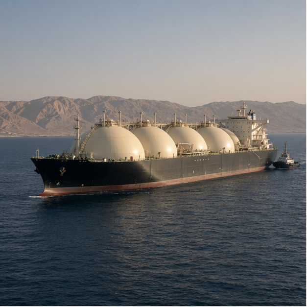 LNG tanker in warm gulf waters