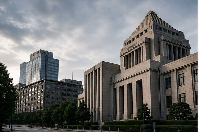 Government district exterior with modern official buildings