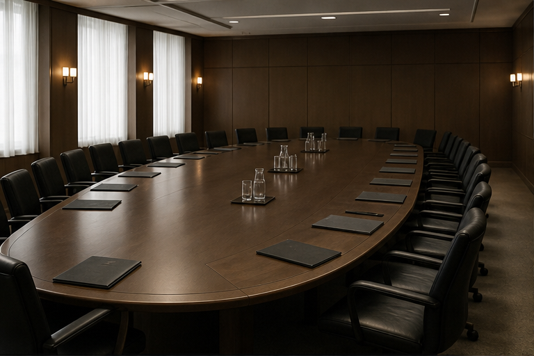 Empty European security conference room