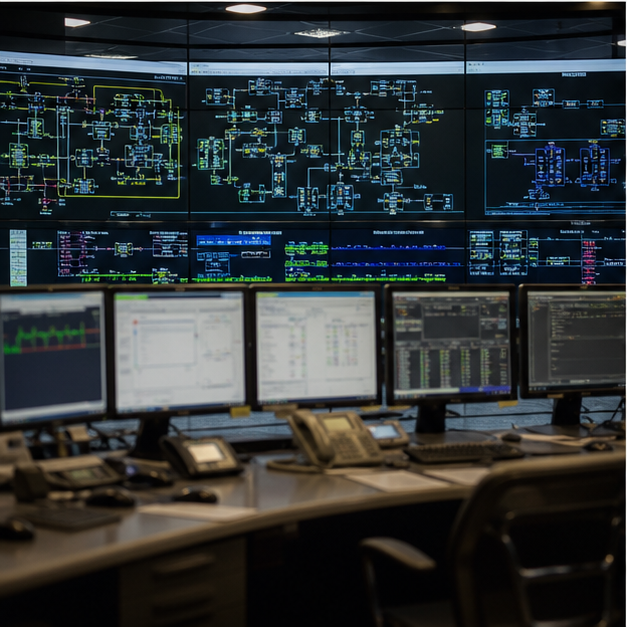 Japanese utility control room for energy flows.