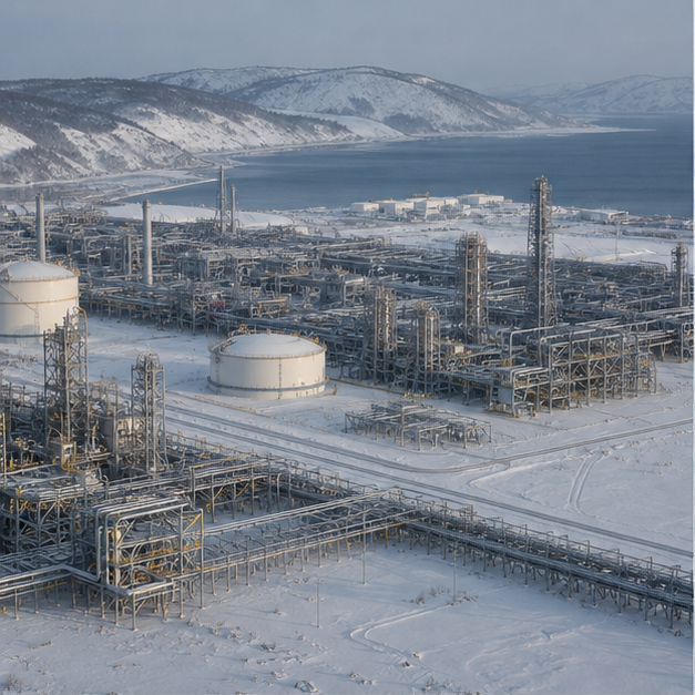 Snowy northern gas processing and LNG terminal.