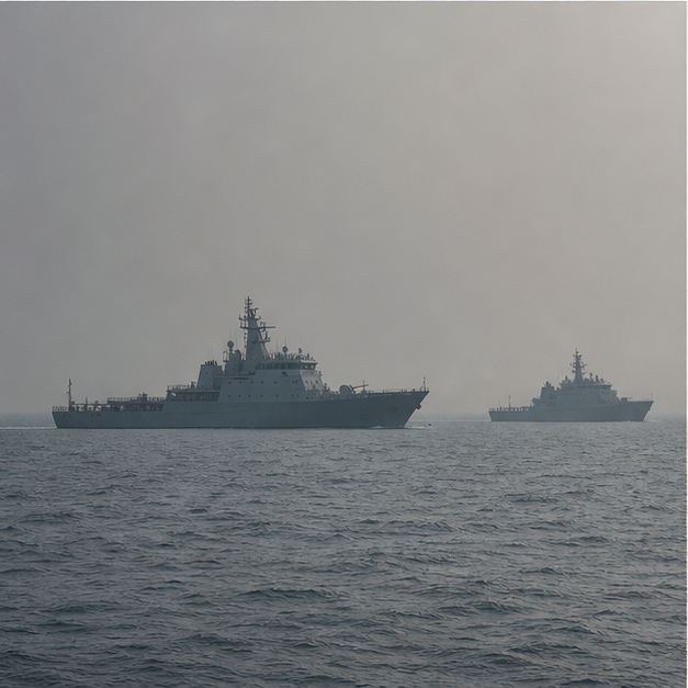 Research vessels, reef sandbar, and nautical chart for South China Sea gray zone activity