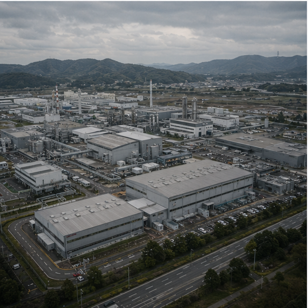 Factory complex viewed from distance