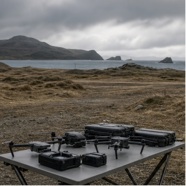 Island defense drone training and coastal communications infrastructure