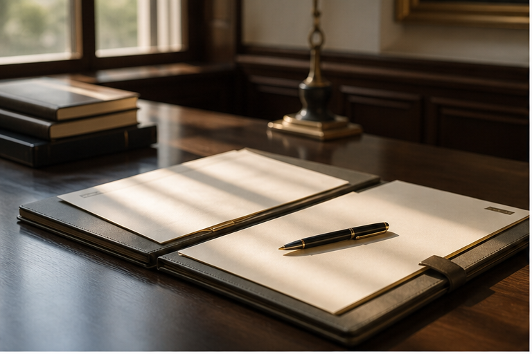 Blank constitutional documents on a government archive desk