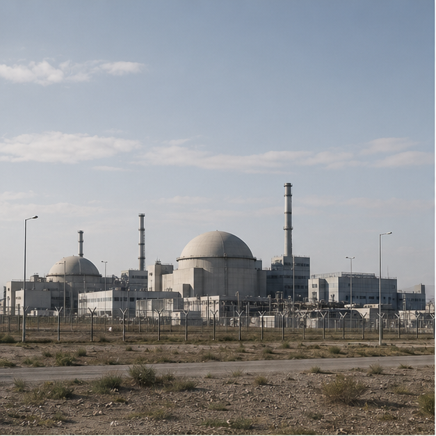 Distant view of a monitored nuclear facility under neutral daylight