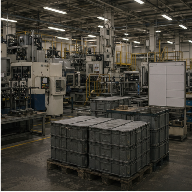 Factory or warehouse cost pressure scene
