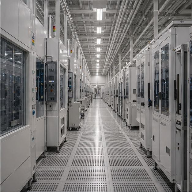 Cleanroom corridor with no people visible