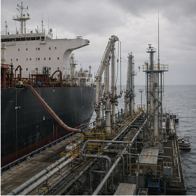Imported fuel or materials unloading scene