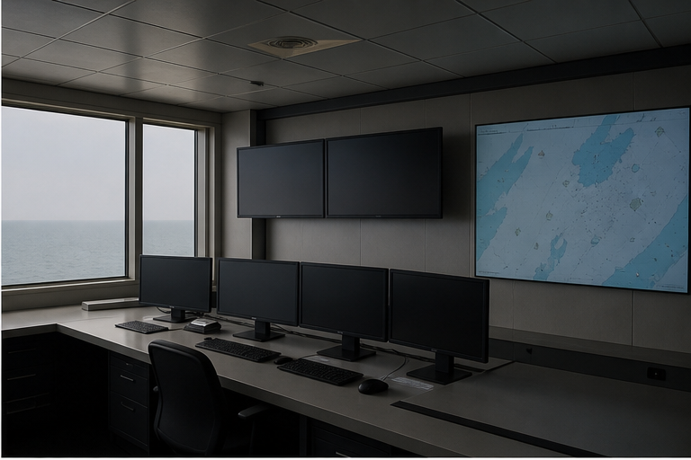 Editorial image of reef reclamation and South China Sea shipping routes