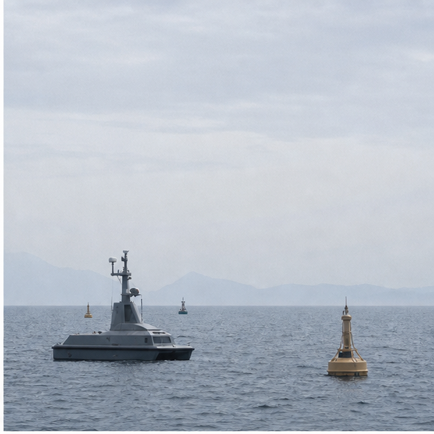 Editorial image of offshore gas infrastructure, maritime survey activity, and resource security