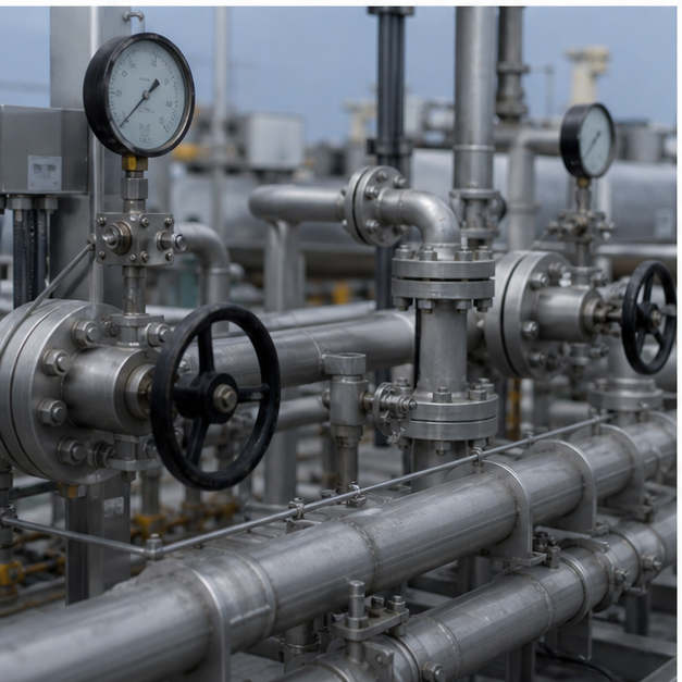 Editorial image of offshore gas infrastructure, maritime survey activity, and resource security