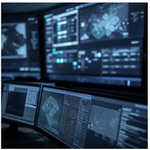Editorial image of AI governance and cyber defense systems