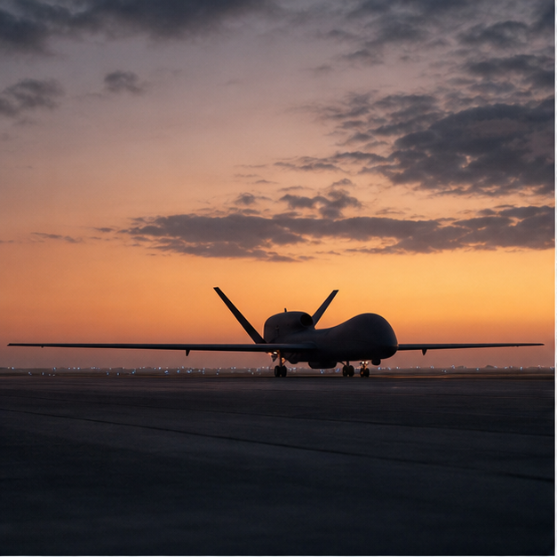 Uncrewed surveillance aircraft and air base imagery
