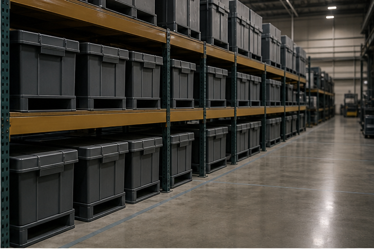 Defense industrial production floor and spare parts storage for sustainment analysis