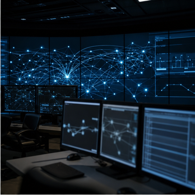 Editorial image of drone monitoring near critical infrastructure