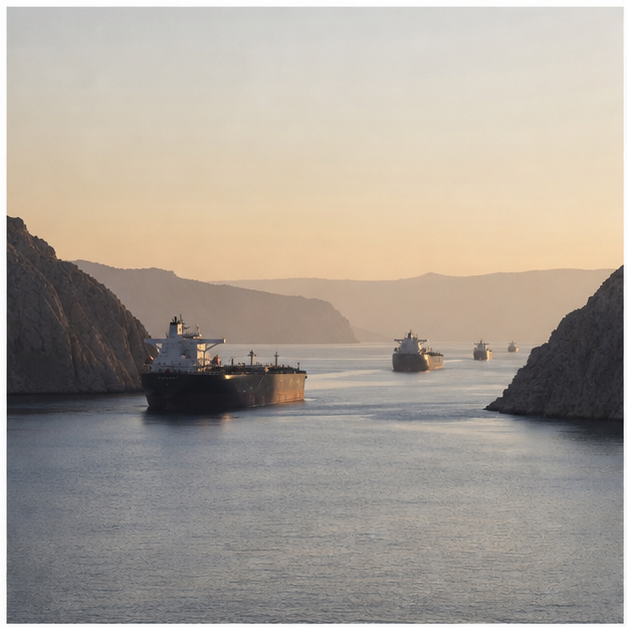 Editorial image of tanker, refinery, and port logistics