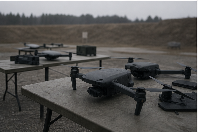 Unmarked drones on a training table