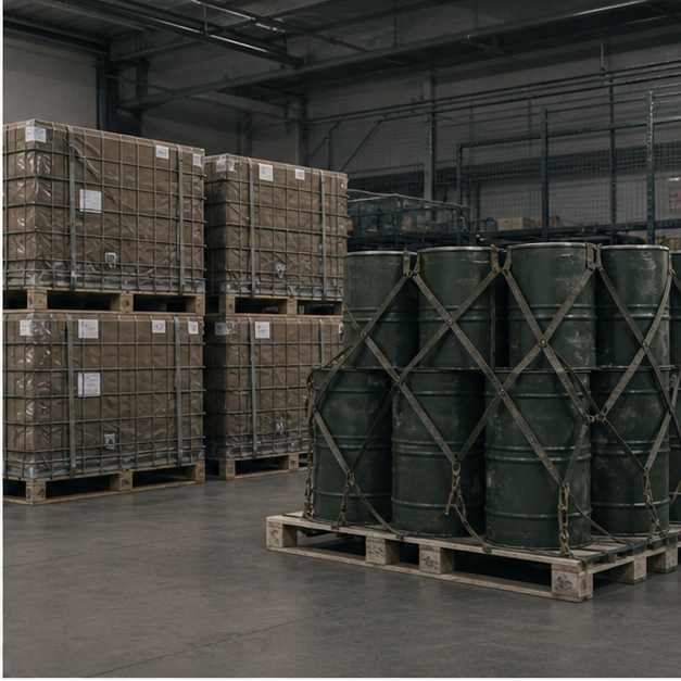 Editorial image of military logistics fuel and cargo support facilities