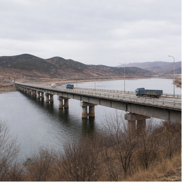 Russia North Korea border bridge and logistics route
