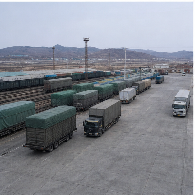 Russia North Korea border bridge and logistics route