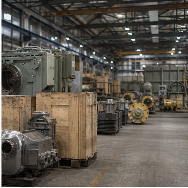 Editorial image of energy infrastructure, industrial equipment, logistics yards, and reconstruction materials