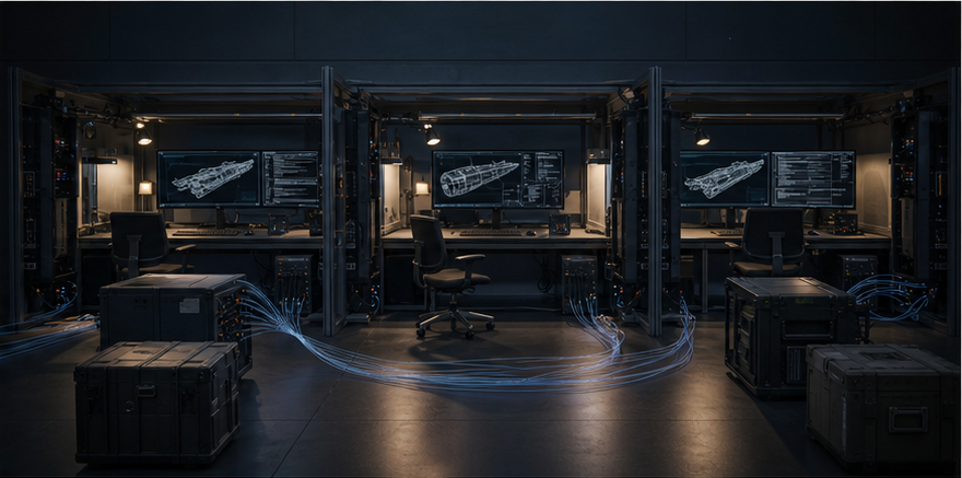 Secure engineering workstations connected through protected infrastructure