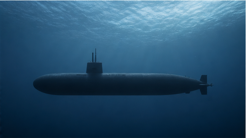 Anonymous strategic submarine beneath the Pacific