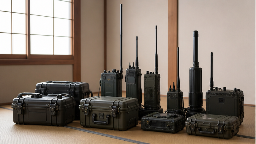Unmarked field communications equipment arranged for training