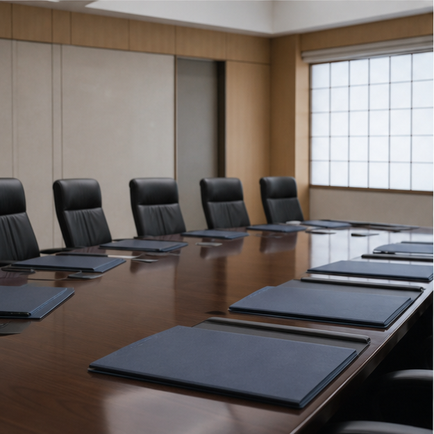 資料が置かれた無人の会議室