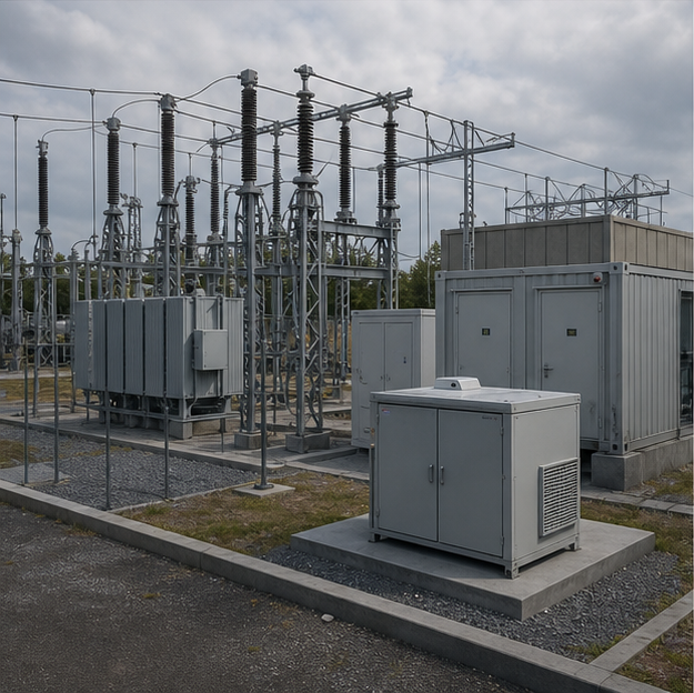 復旧された変電設備とモジュール式インフラ