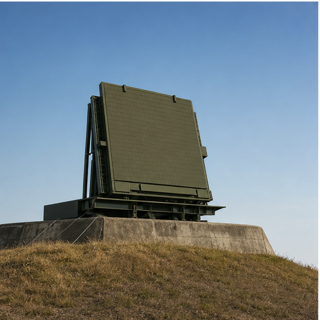 Generic phased-array air-defense radar under a clear sky