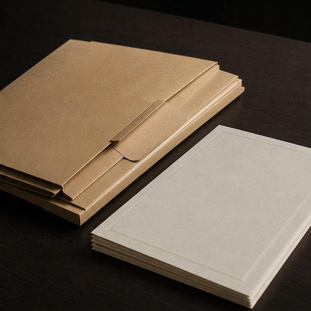Plain document folders and blank certificate paper