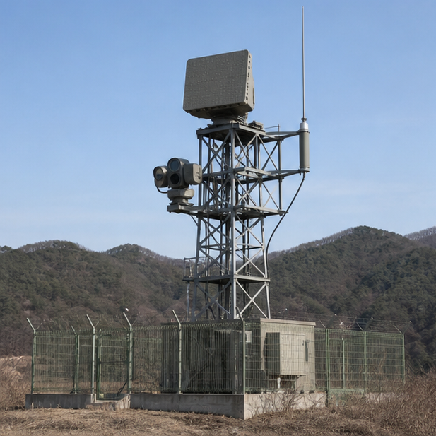 山間部に設置されたレーダーと光学センサー
