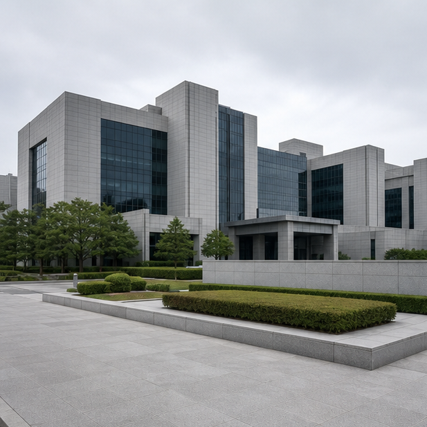 看板のない静かな政府機関の建物